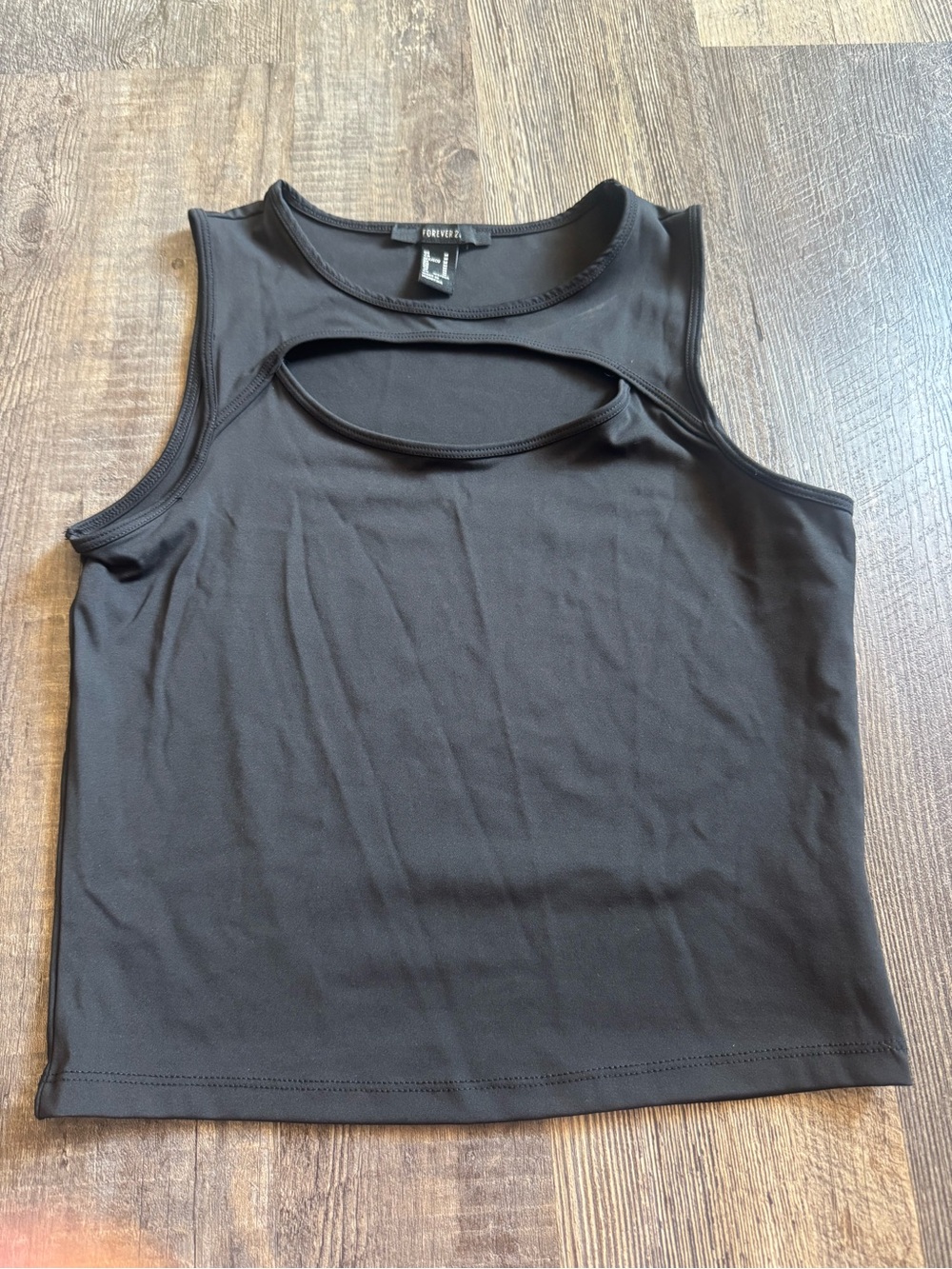 Forever 21 Black Sleeveless Cutout Crop Tank